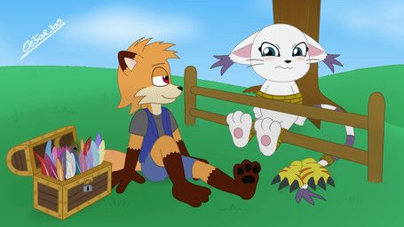 xion_the_vulpemon, bandai_namco, digimon, cesar3o0, 3_toes