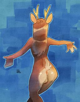 vile_vegan_vermin, 5_fingers, anthro, antlers, anus