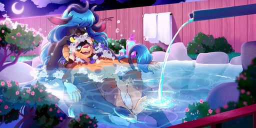 hmeme, anthro, areola, artiodactyl, bathing