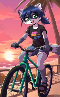 sam_(alfa995), alfa995, anthro, beach, bicycle