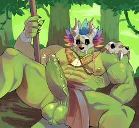 witch_doctor_(terraria), terraria, fungirussy, abs, anthro