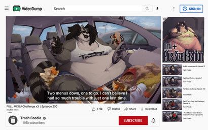 youtube, silverfang725, advertisement, anthro, belly
