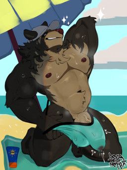 dogahotx, 5_fingers, anthro, beach, bear