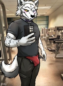 asylumcursed, arcanewolfdragon, after_exercise, anthro, blush