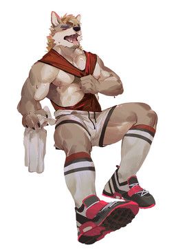 seatohao, abs, anthro, barazoku, beard