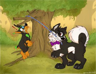 dobie_pincher_(character), shadow_the_husky, brookibrooki, accessory, all_fours