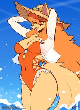 ceroba_ketsukane, undertale_yellow, lyorenth-the-dragon, anthro, big_breasts