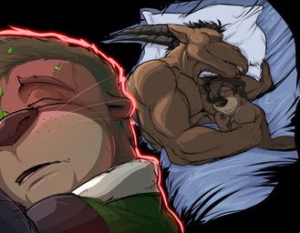 skallox, toma_(pandottermon), pandottermon, anthro, bedding