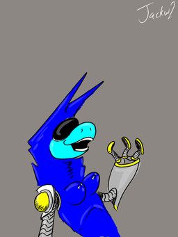 jackw2, 3_fingers, anthro, blue_body, blue_face