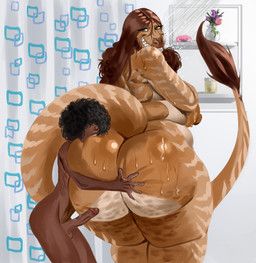 marcie_(lowpolyarelione), blackshepp0, afro, anthro, belly