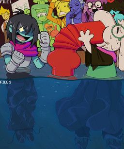 aqua_(deltarune), blue_(deltarune), flowery_(deltarune), green_(deltarune), kris_dreemurr