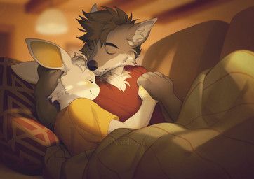 nordeva, anthro, bedding, black_nose, blanket