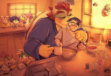 bowser, bowser_jr., cuphead_(character), fan_character, iggy_koopa