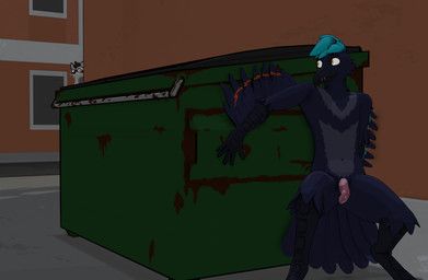 cade_harrow, corvynth, alley, avian, bird