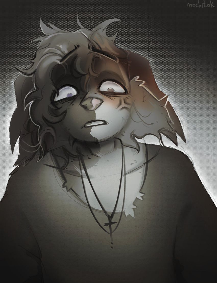 rheagrumishear, anthro, black_body, black_fur, blue_eyes
