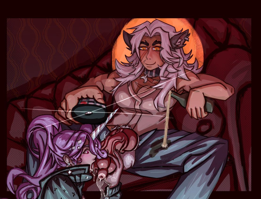 celeste_(deadlock), lilah_silver, deadlock_(game), sipping_beer_on_a_couch_stock_image, valve