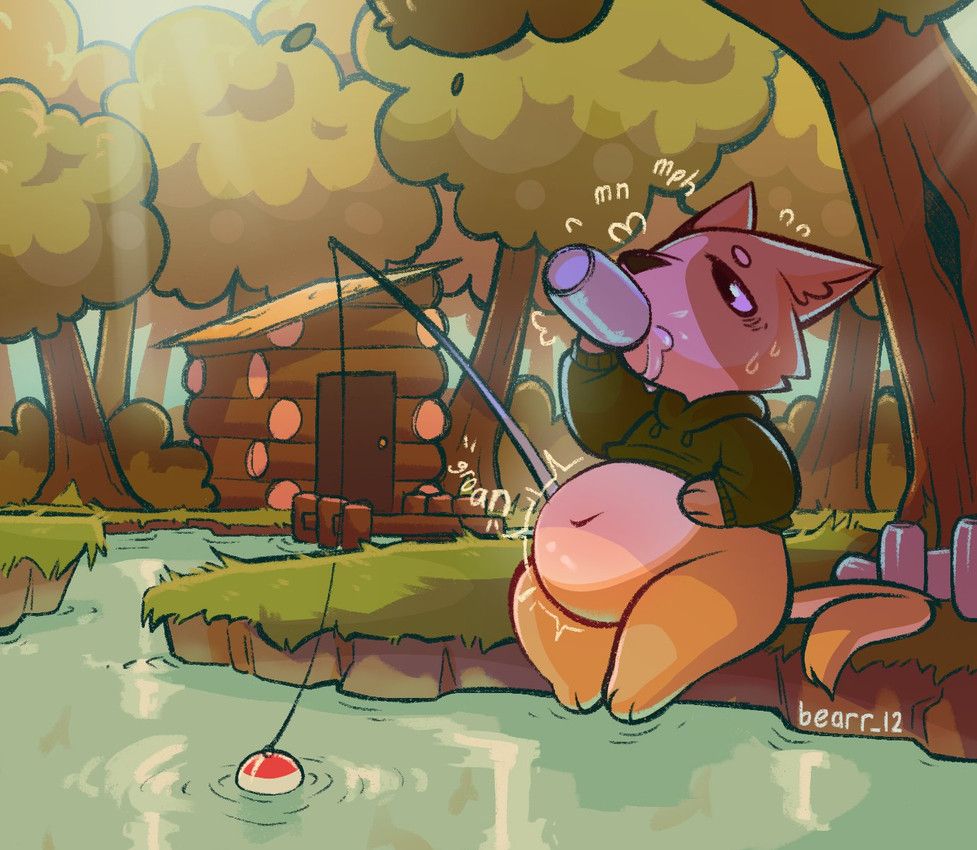 webfishing, bearr_12, anthro, belly, belly_blush