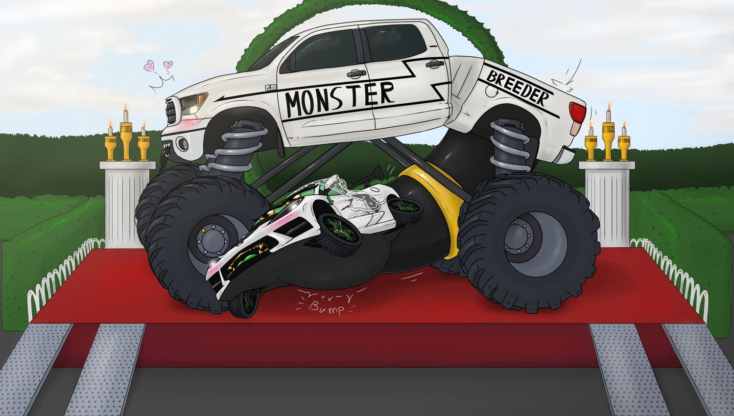 monster_breeder_(thedarkgarage), toyota, toyota_tundra, thedarkgarage, abdominal_bulge