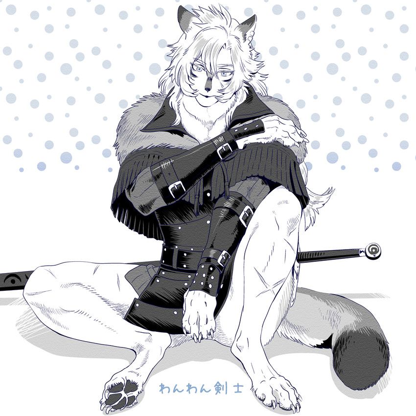 isaki, anthro, armor, bottomless, canid
