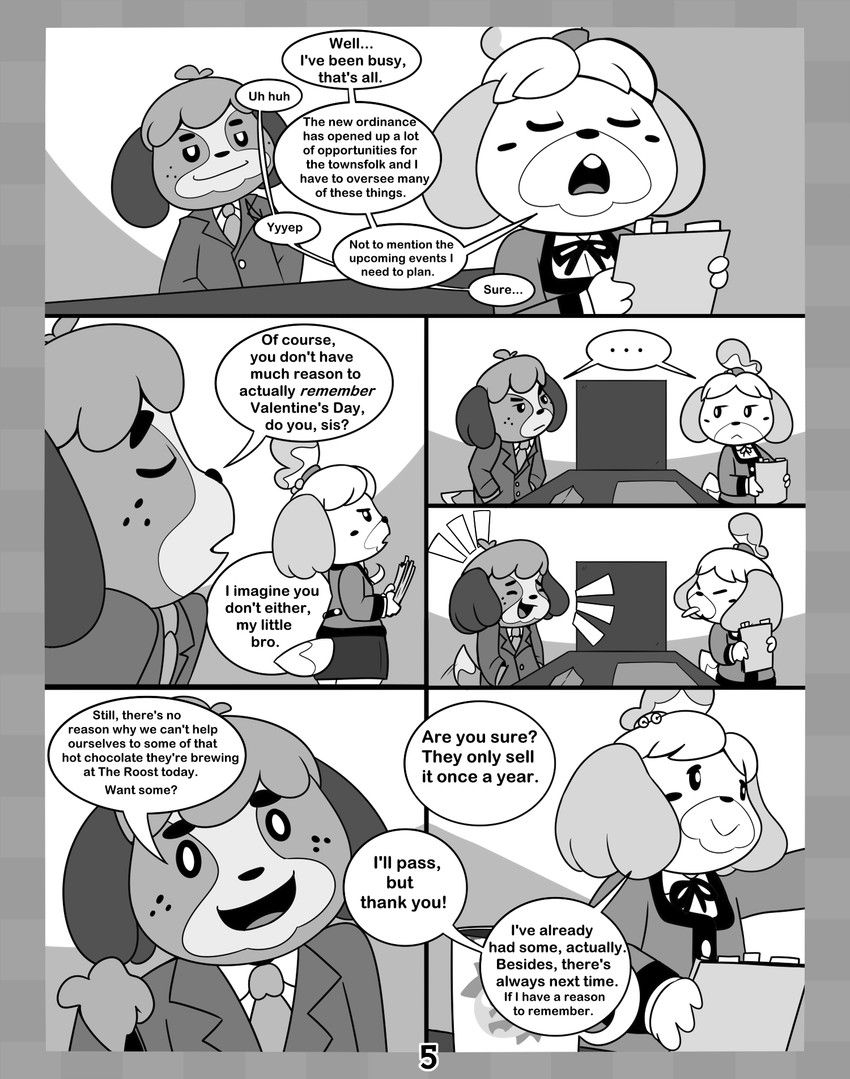 digby_(animal_crossing), isabelle_(animal_crossing), animal_crossing, nintendo, valentine's_day