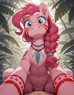 pinkie_pie_(mlp), alternate_hairstyle, bestiality, blue_eyes, blush