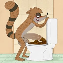 rigby_(regular_show), anthro, balls, bathroom, big_balls