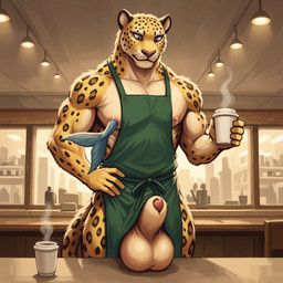 animal_genitalia, anthro, apron, balls, big_balls