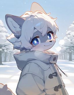 anthro, bangs, black_nose, blue_eyes, blush
