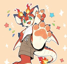 smolder_(lol), 4_toes, anthro, bottomwear, brown_clothing
