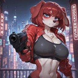 ryan-lee_(k-9ine), 5_fingers, aiming_at_viewer, annoyed, anthro