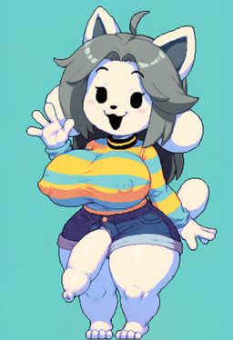 temmie_(undertale), anthro, big_breasts, big_penis, bottomwear