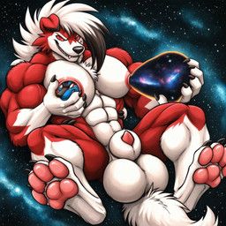 4_toes, abs, animal_genitalia, anthro, balls