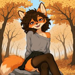 anthro, autumn, biped, black_bottomwear, black_clothing