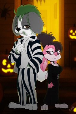beetlejuice_(character), lydia_deetz, beetlejuice, halloween, miniferu