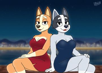 chilli_heeler, trixie_heeler, bluey_(series), dragonboy618, anthro