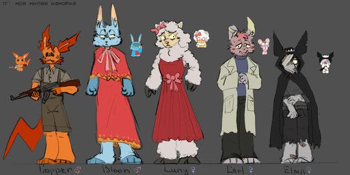 bloon_(pretty_blood), carl_(pretty_blood), copper_(pretty_blood), elma_(pretty_blood), luny_(pretty_blood)