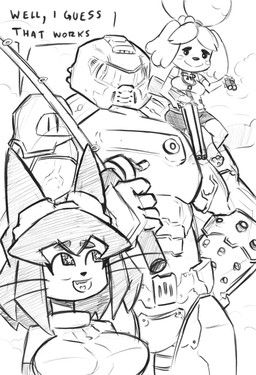 doom_slayer, isabelle_(animal_crossing), kit_bodega, animal_crossing, doom_(series)
