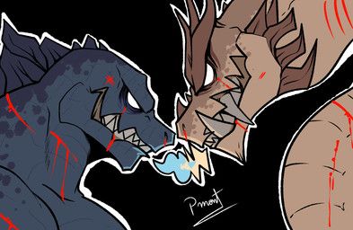 godzilla, king_ghidorah, godzilla_(series), toho, pinumontbalou