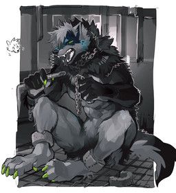 wintom, 5_fingers, abs, anthro, bite_mark
