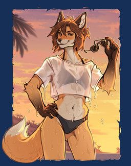 lausig, anthro, bikini, canid, canine