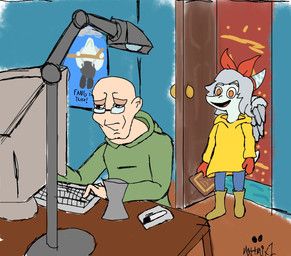 amber_(snoot_game), anon_(snoot_game), fang_(gvh), cavemanon_studios, charles_jones_at_computer