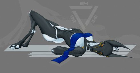 the_dark_skull, android, anthro, arched_back, augmented