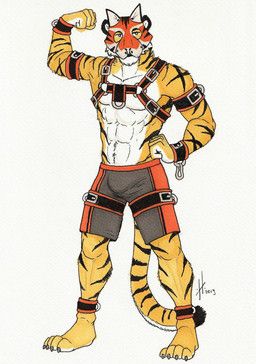 hufnaar, abs, anthro, barefoot, black_harness