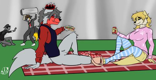 jakesart, anthro, background_crowd, beverage, big_breasts