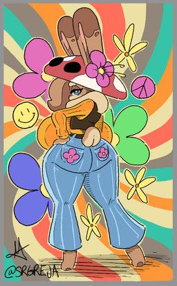 hazel_(shakotanbunny), srgreja, 1960s_theme, abstract_background, accessory