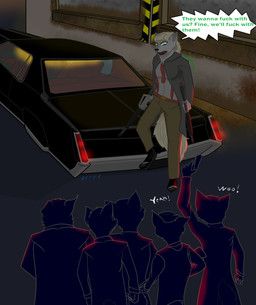 cadillac_eldorado, crashflash, anthro, assault_rifle, canid