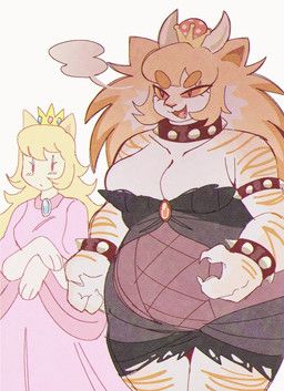 bowser, meowser, princess_peach, bowsette_meme, mario_bros