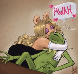 kermit_the_frog, miss_piggy, muppets, imtoffe, abstract_background