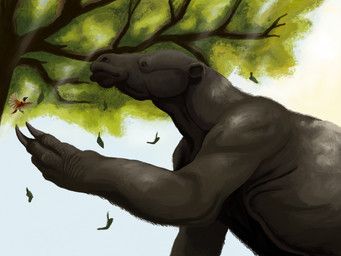 agustindiazart, ambient_bird, ambiguous_gender, eremotherium, falling_leaves