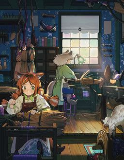 carol_caocao, animal_ears, animal_humanoid, apron, braided_pigtails